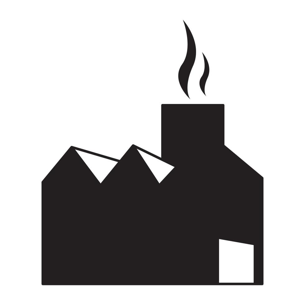 Diseño de ilustración de icono de vector de logotipo de edificio de fábrica simple de silueta