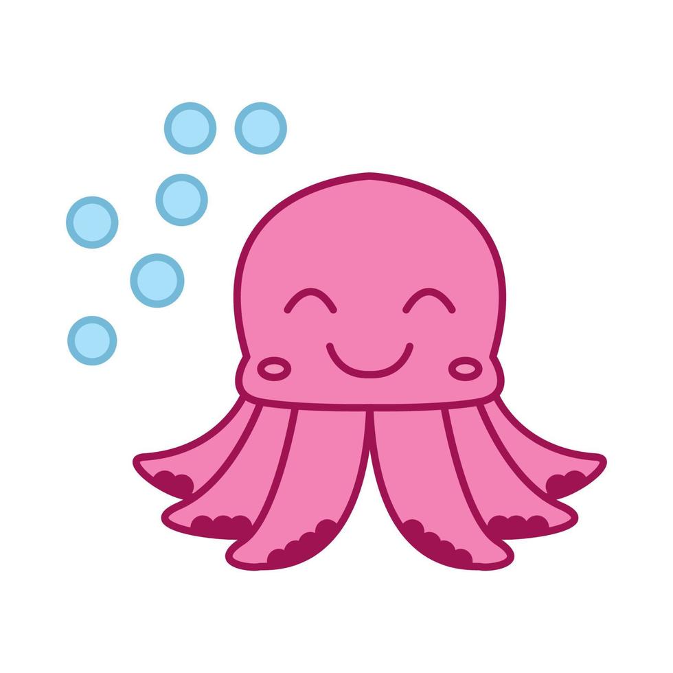 bebé pulpo sonrisa feliz lindo dibujo animado logo vector ilustración