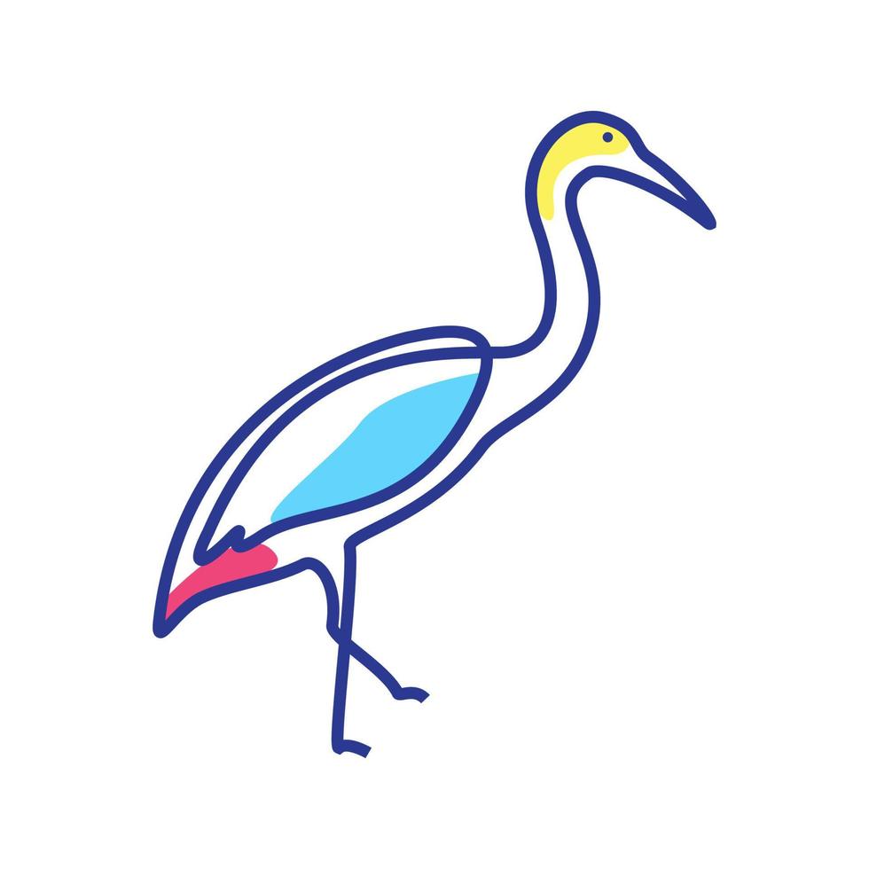 pájaro cigüeña línea colorido logotipo símbolo vector icono diseño ilustración