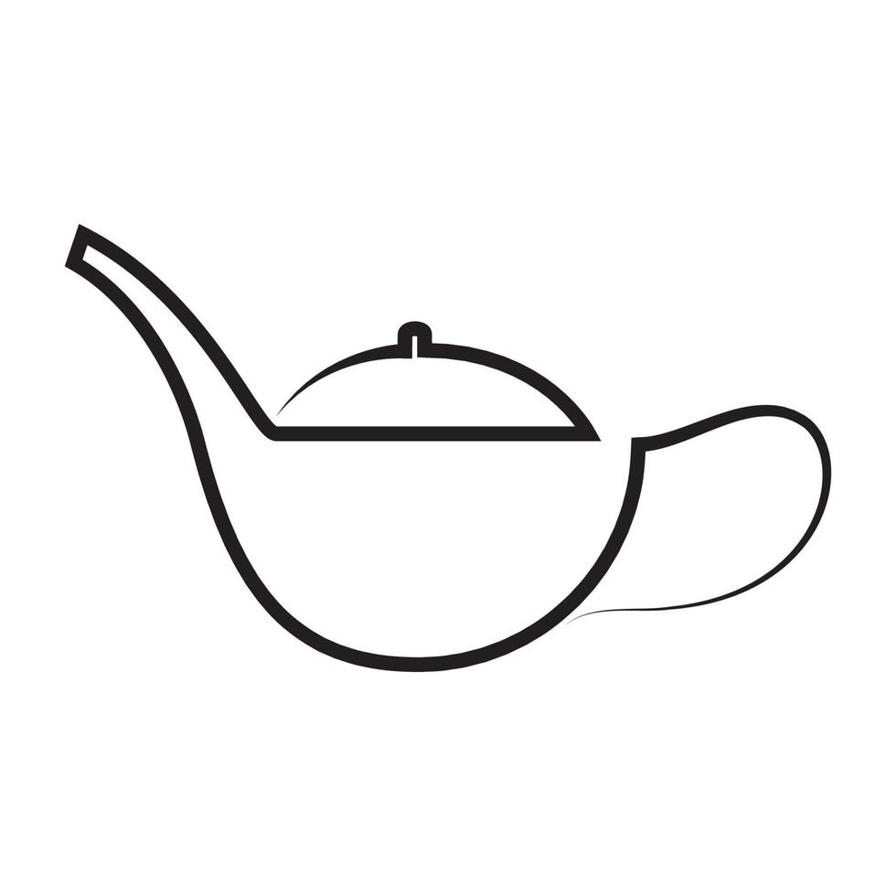 continuous lines art tea pot logo symbol icon vector graphic design illustration