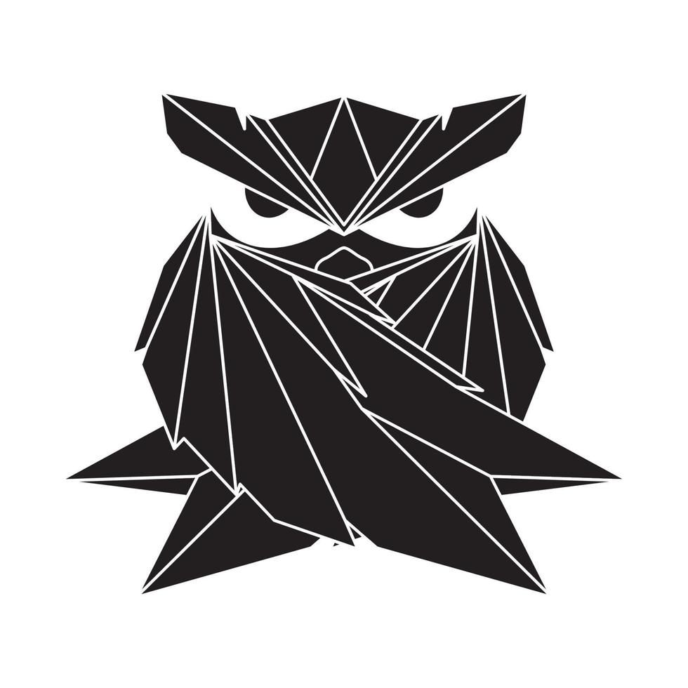 geometric black shape owl logo symbol icon vector graphic design illustration