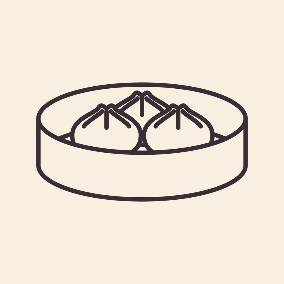 dumplings food traditional lines logo design vector icon symbol illustration