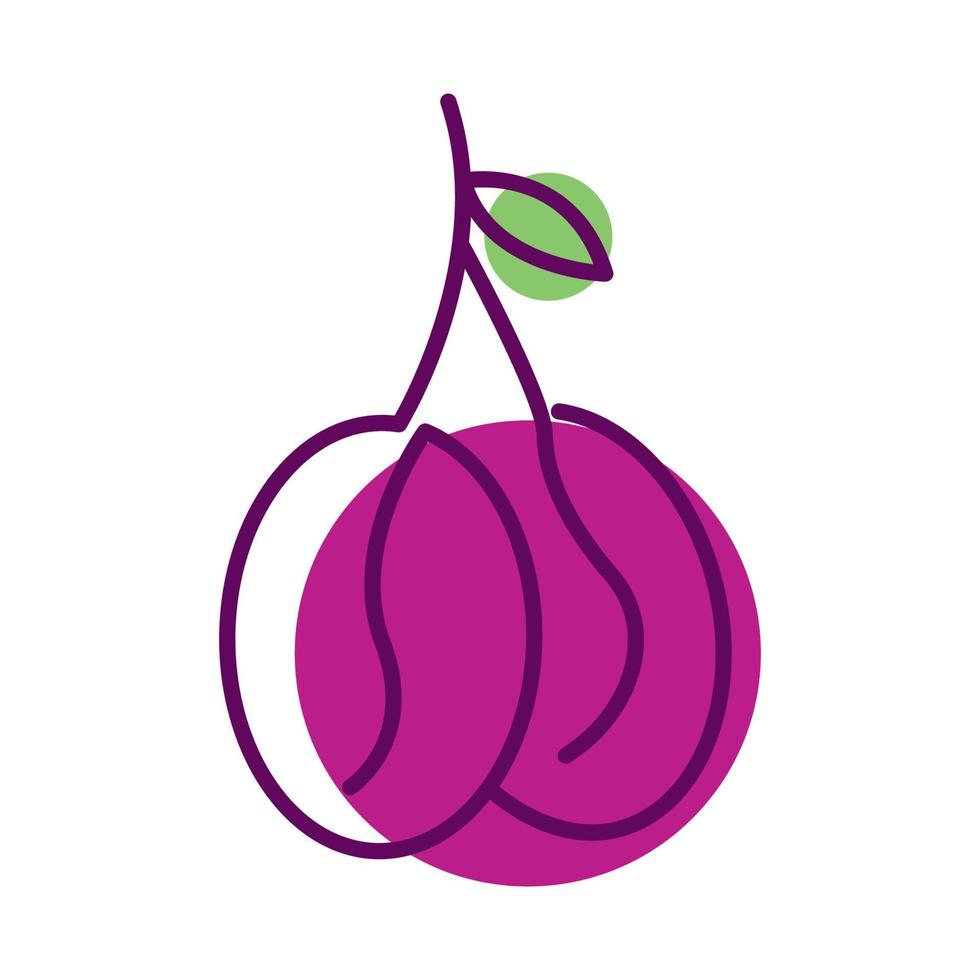 fruit lines art colorful purple plum logo design vector symbol icon illustration