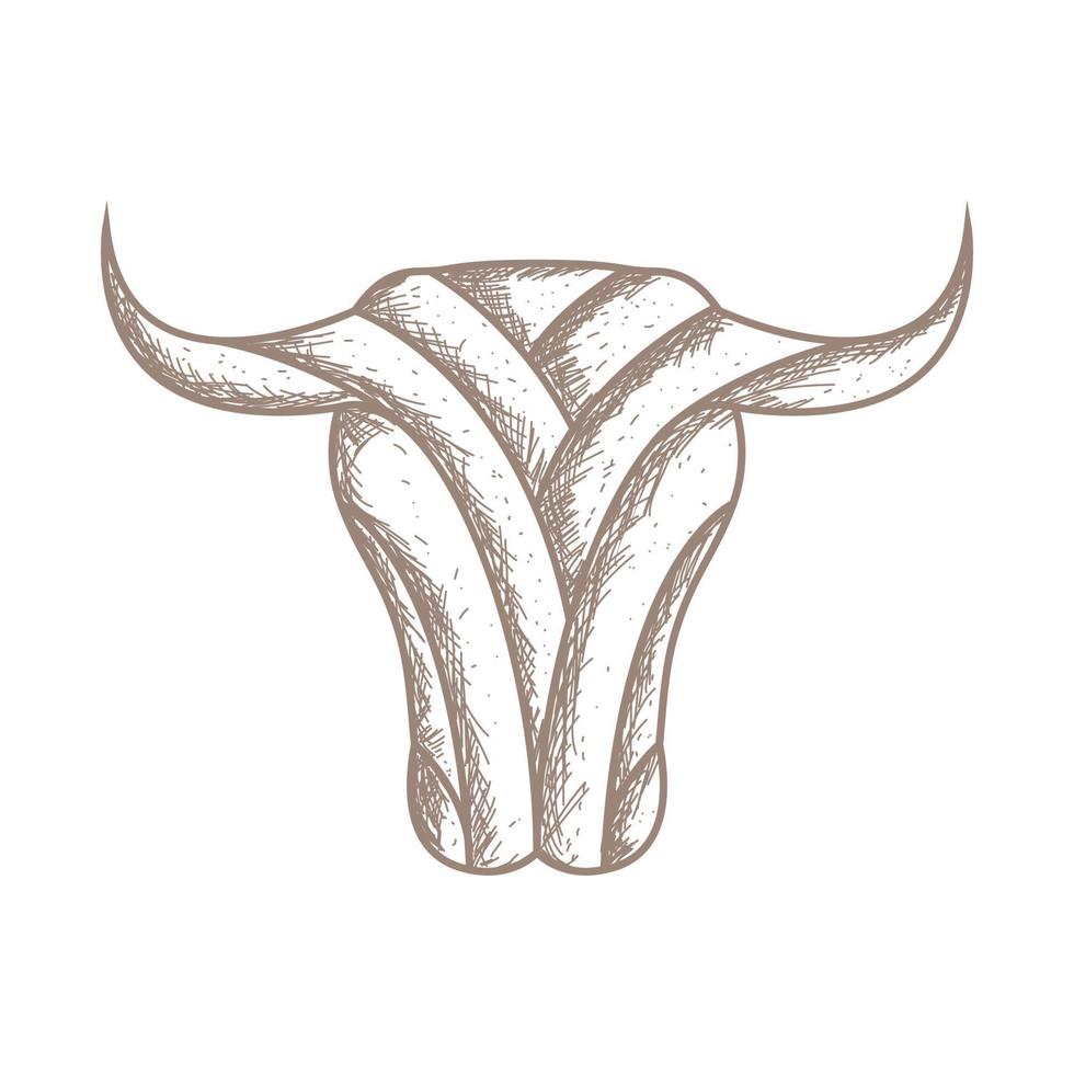 vintage grabado cabeza vaca logotipo símbolo icono vector gráfico diseño ilustración