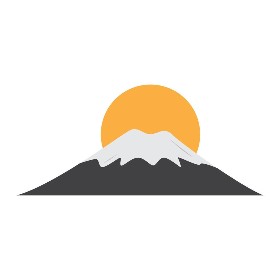 montaña fuji con diseño de ilustración de icono de vector de logotipo de puesta de sol