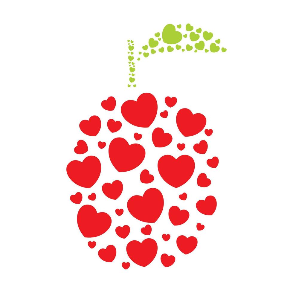 red apple with love shape dots logo symbol vector icon illustration graphic design