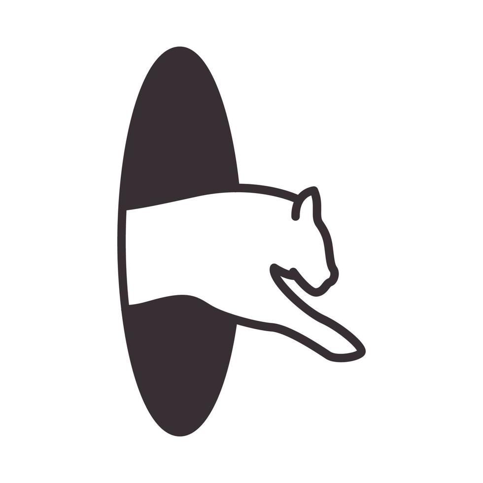 line jaguar with black circle logo symbol icon vector graphic design illustration