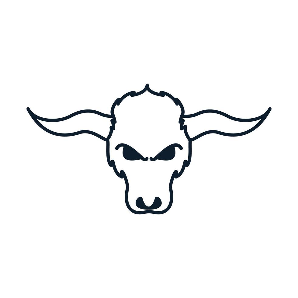 bull or bison head face line minimalist logo vector illustration design