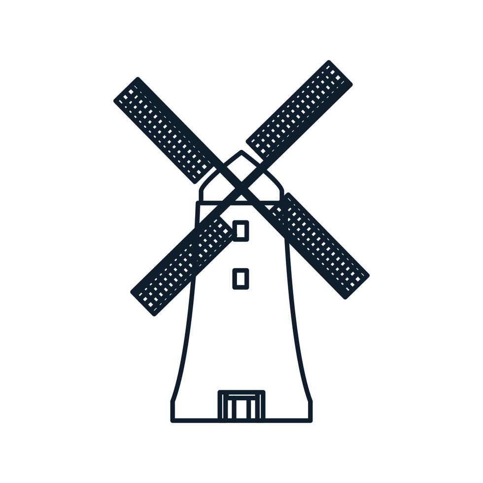 minimalist windmill line outline logo vector icon design