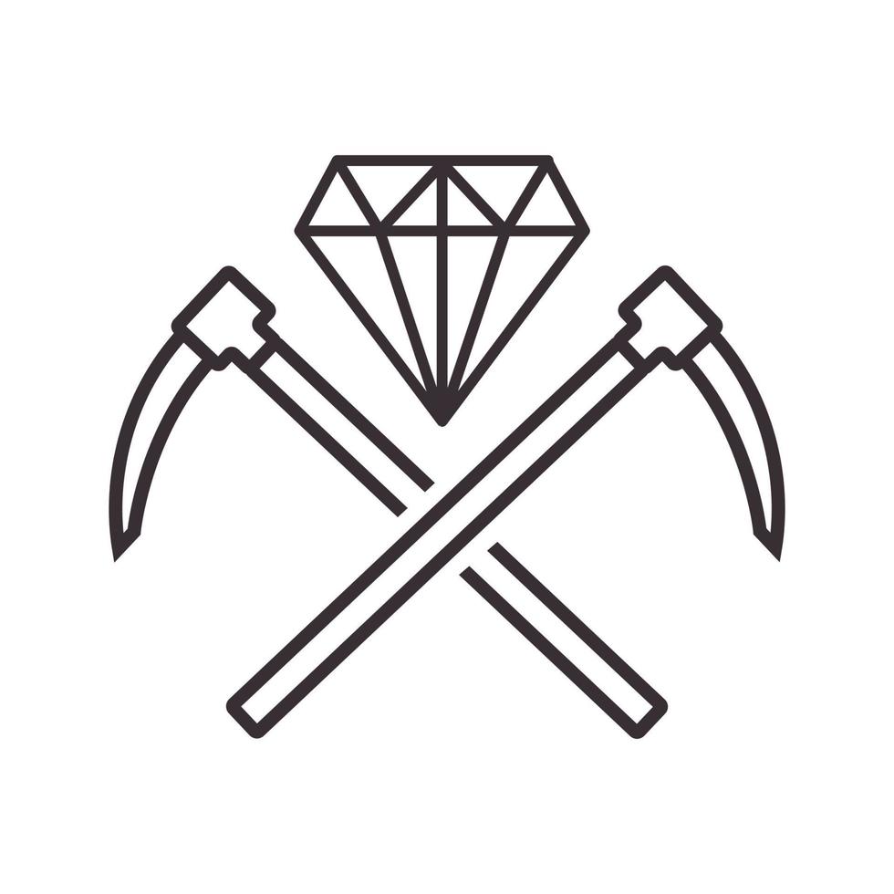 mineros con líneas de diamante diseño de logotipo vector icono símbolo ilustración