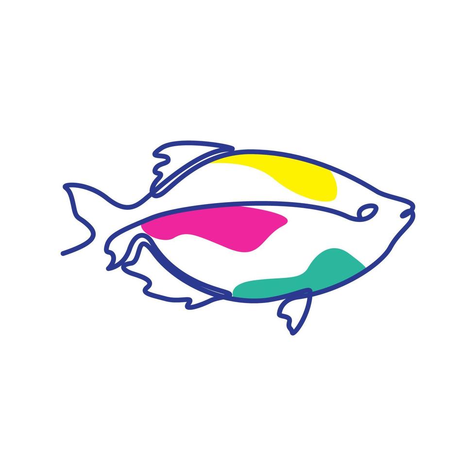 pescado carpa línea colorido logotipo símbolo vector icono diseño ilustración