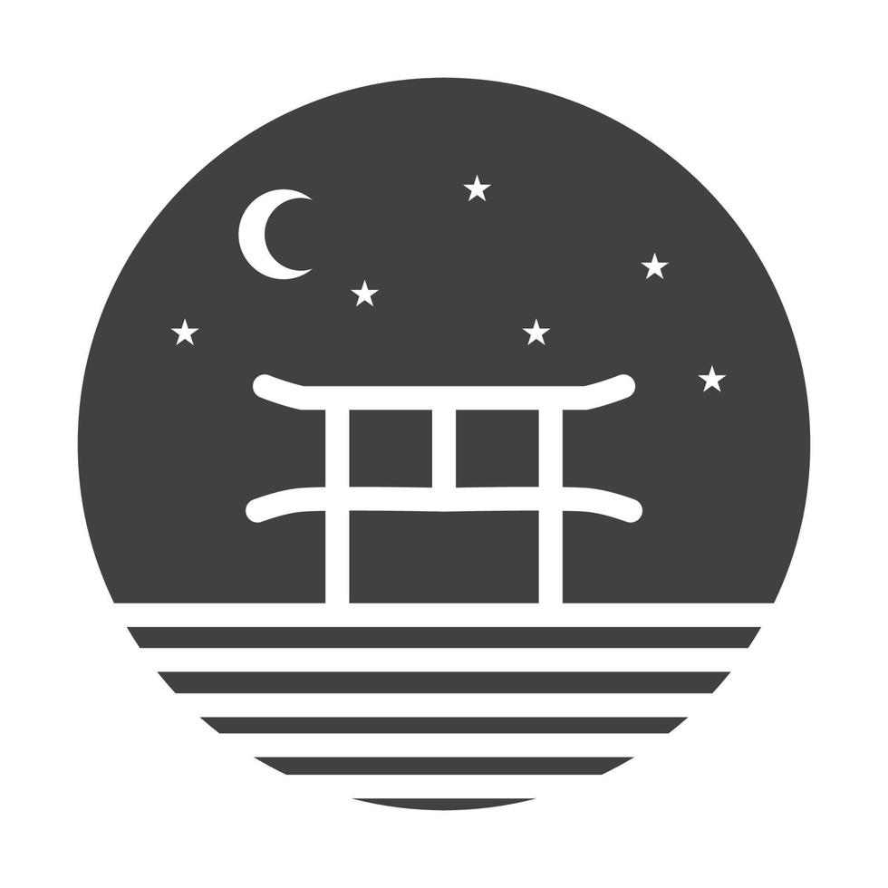 japón torii con logotipo de noche icono de símbolo ilustración de diseño gráfico vectorial vector