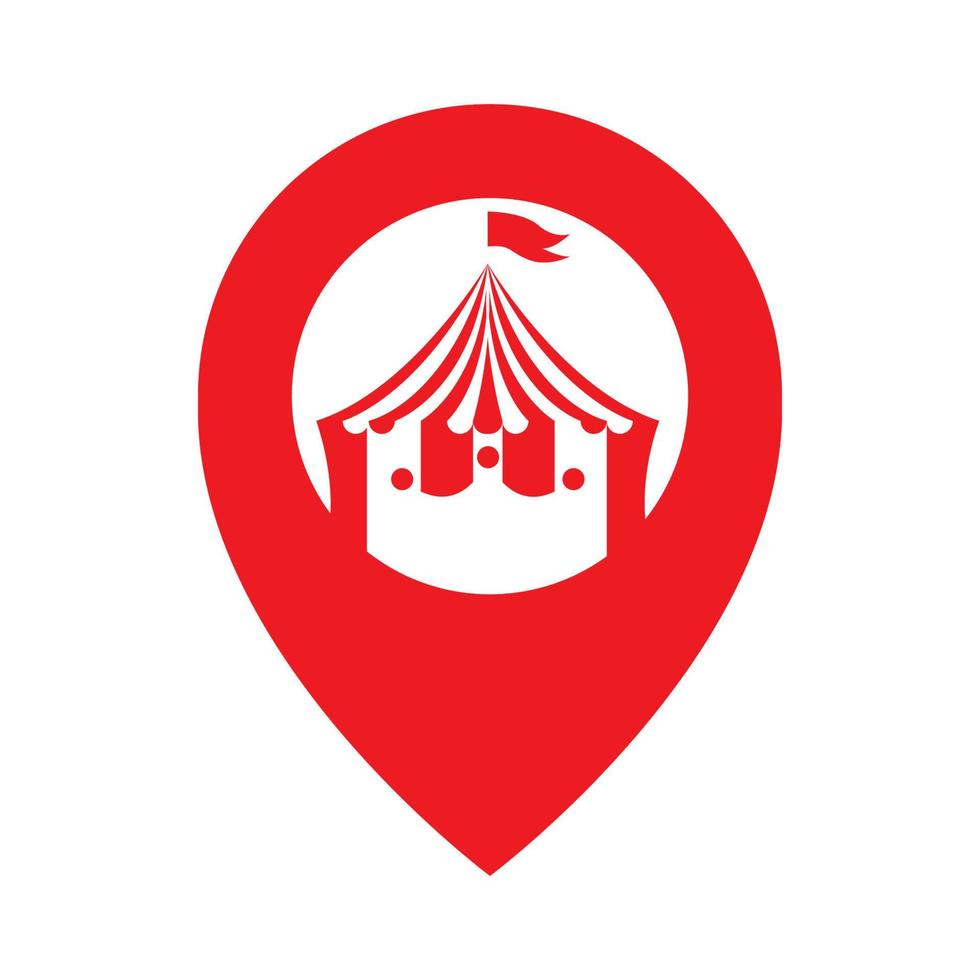 pin map location with circus logo symbol icon vector graphic design illustration