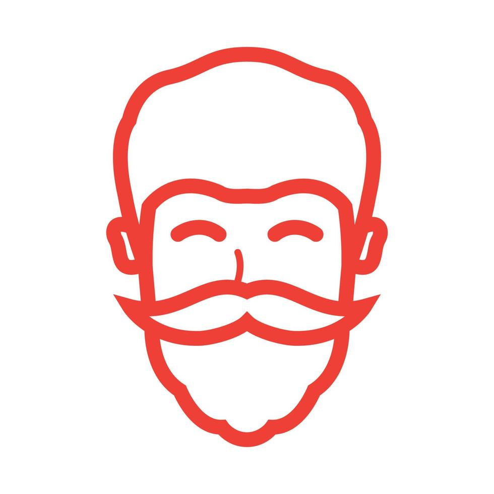 man with beard and mustache simple line cute smile happy  logo vector icon illustration design