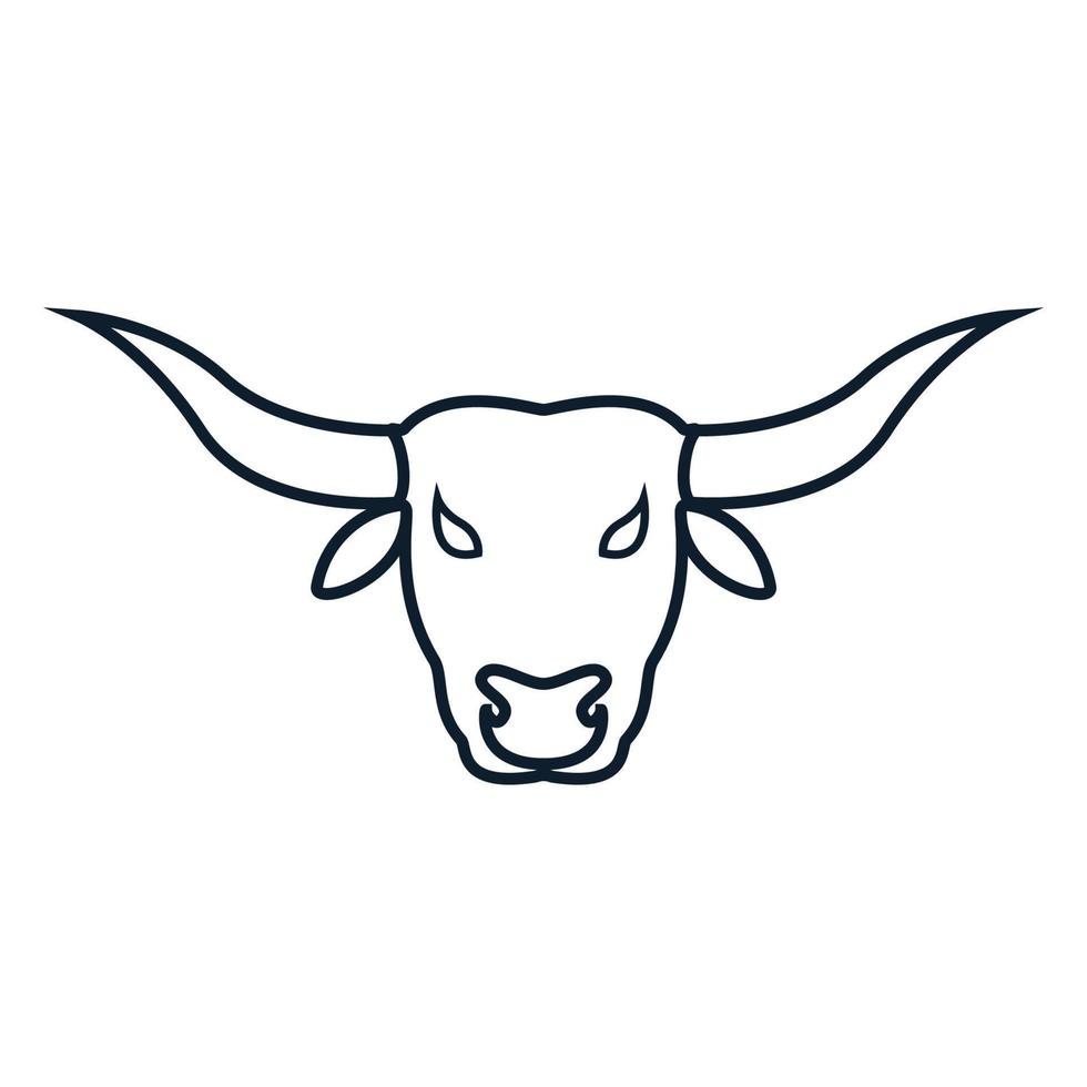 head of cow or bull or bison or buffalo line art outline simple logo vector  illustration design