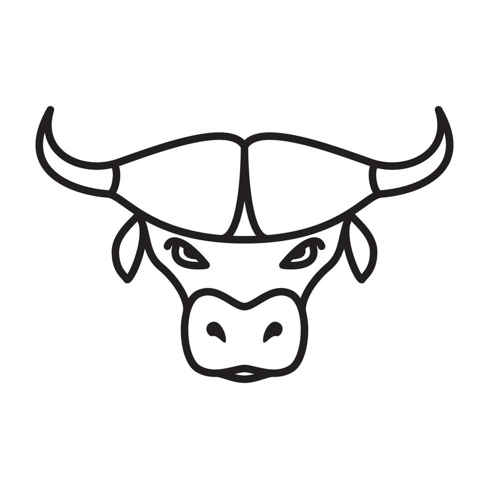 líneas simples diseño de logotipo de cabeza de bisonte vector icono símbolo ilustración
