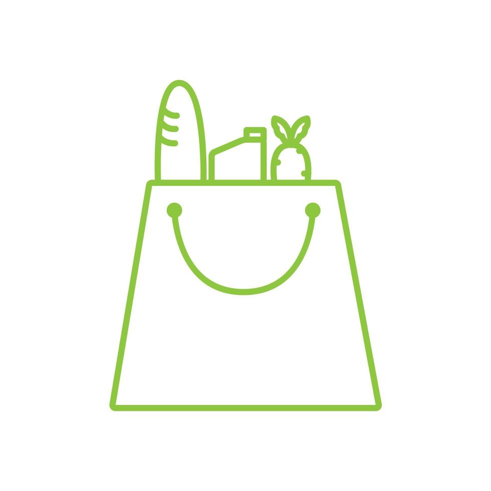 shopping bags lines with vegetables and fruit logo symbol vector icon graphic design illustration