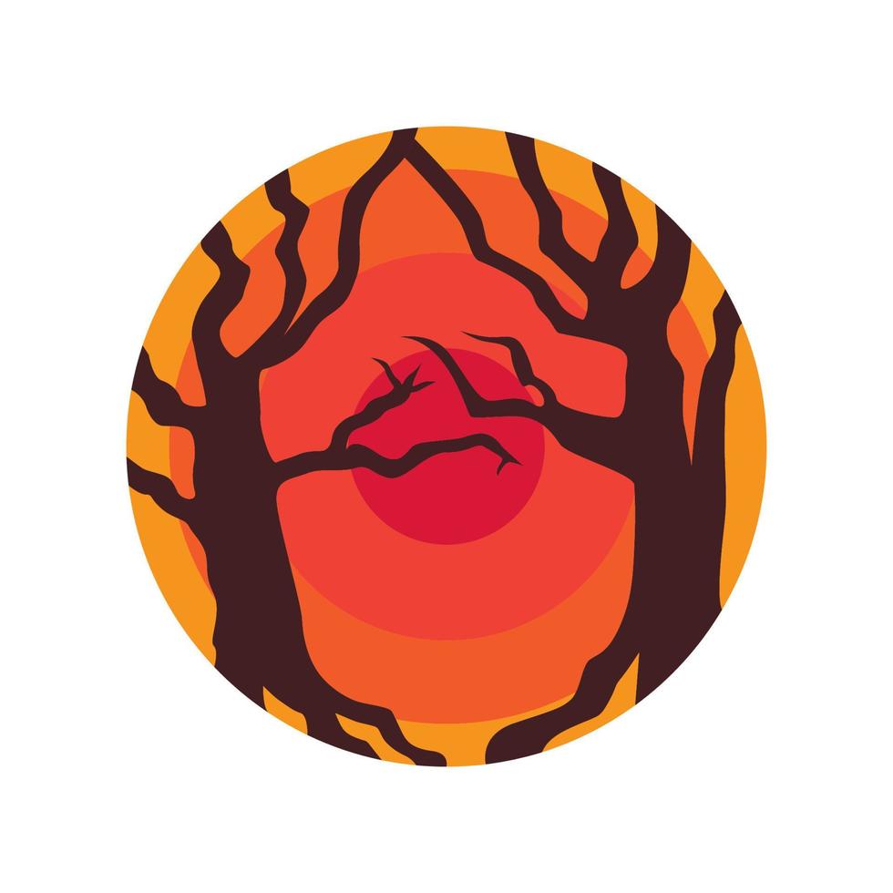 árbol seco incendios forestales resumen logotipo símbolo icono vector gráfico diseño ilustración idea creativa