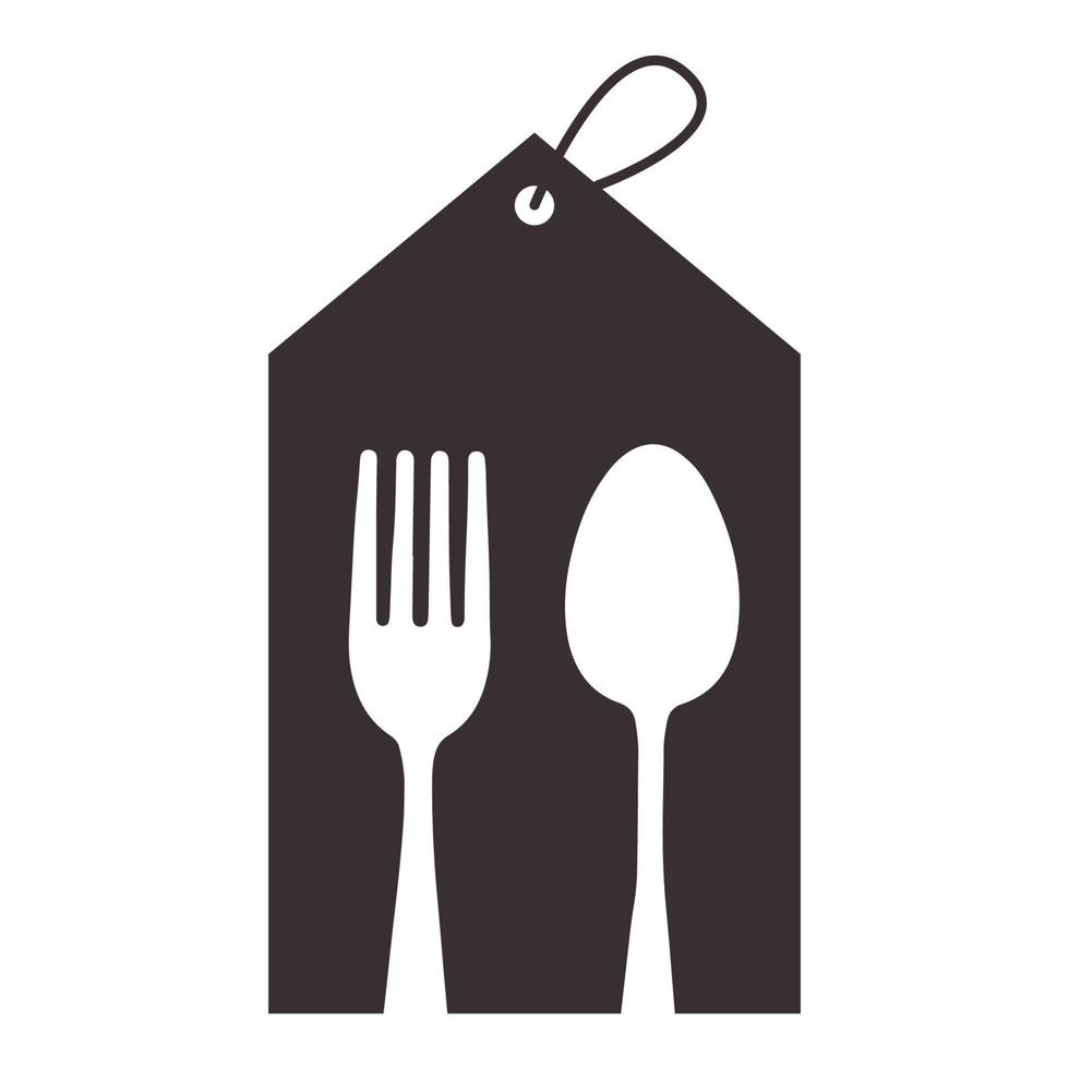 discount label with spoon fork logo vector icon illustration design