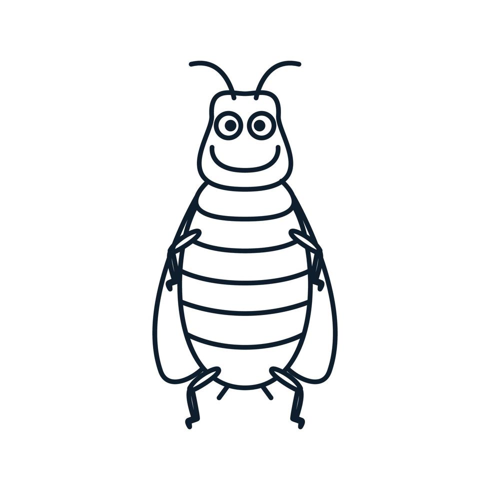 animal insecto cucaracha líneas simples lindo dibujos animados logo vector icono ilustración diseño