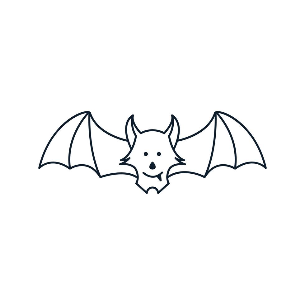 animal bat line art outline scare logo vector icon illustration design
