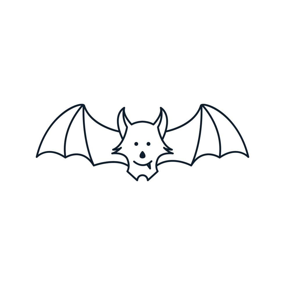 animal bat line art outline scare logo vector icon illustration design