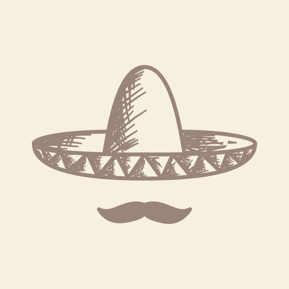 vintage hat mexico sumbrero culture logo design vector icon symbol illustration