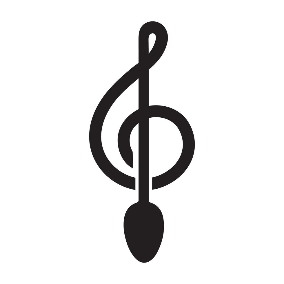 musical note with spoon restaurant logo vector symbol icon design illustration