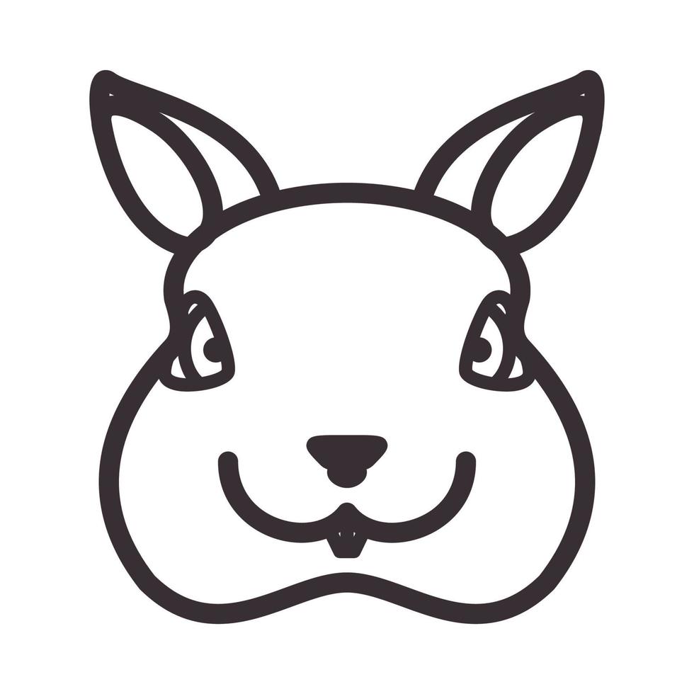 lines animal pets head rabbit smile logo symbol vector icon illustration design