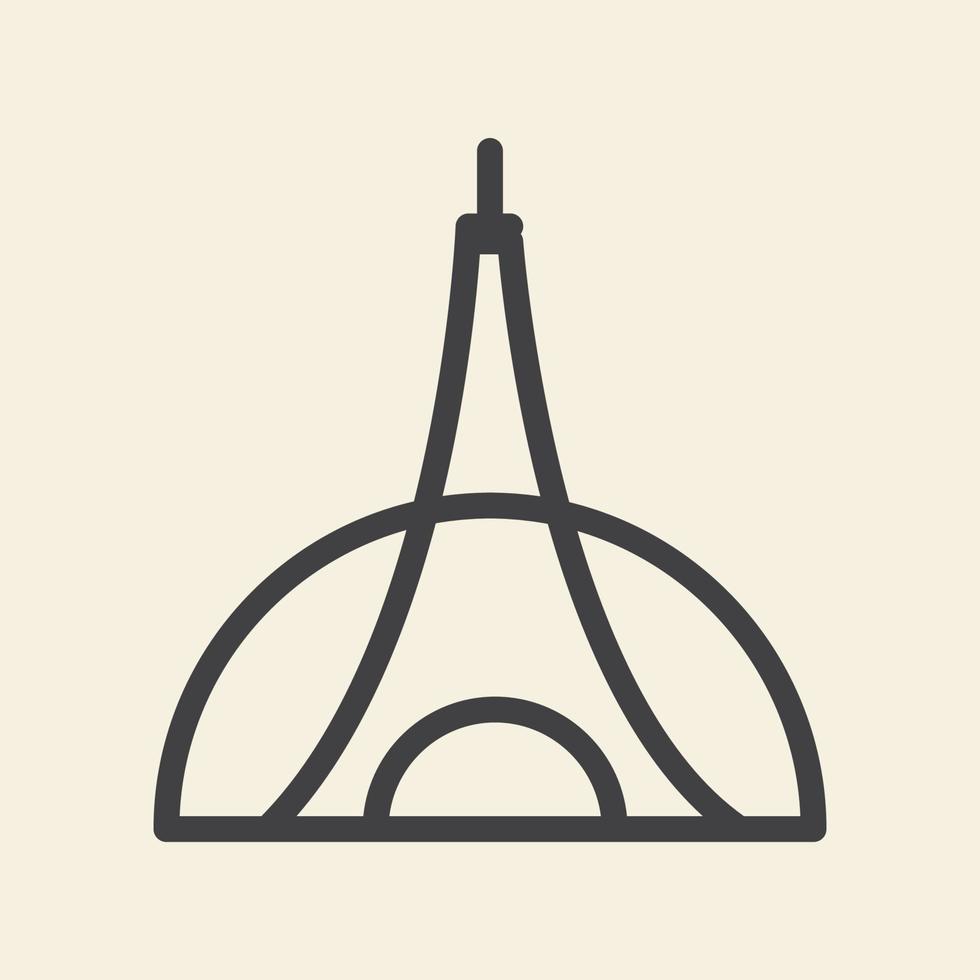 ilustración de diseño gráfico vectorial de icono de símbolo de logotipo de línea eiffel simple vector