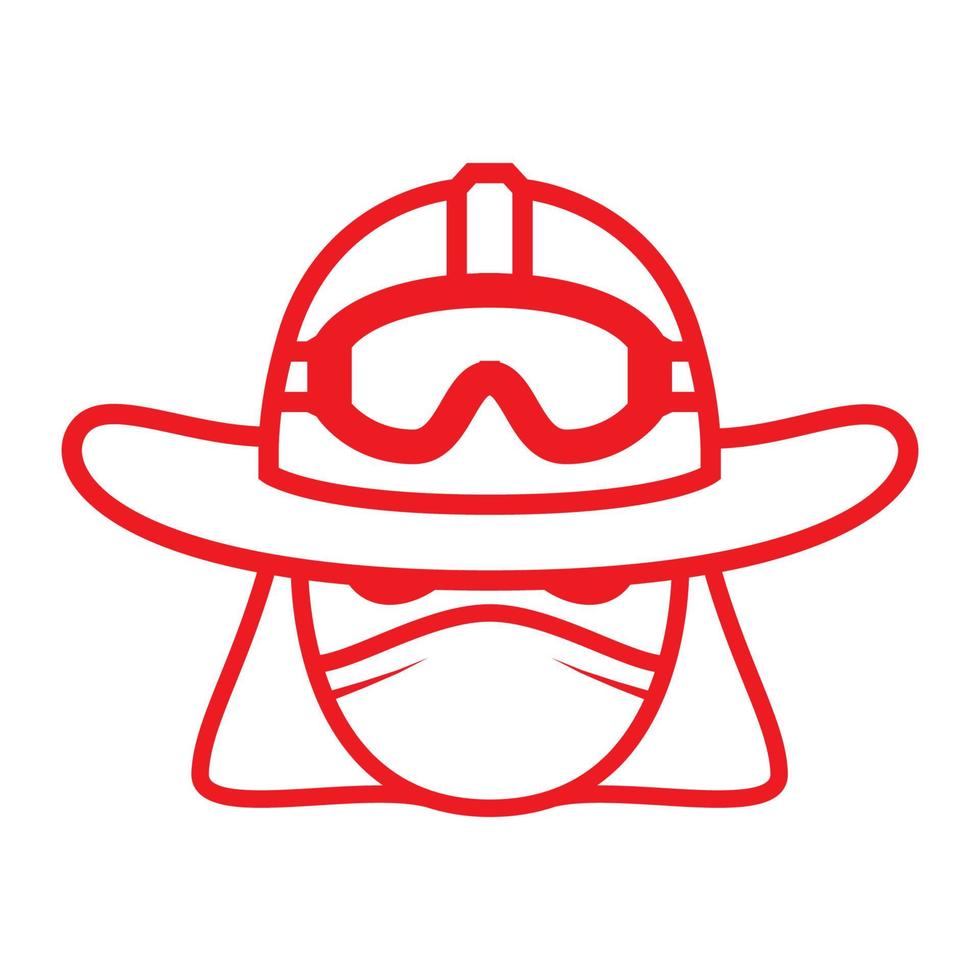 head fireman line with mask logo symbol vector icon illustration graphic design