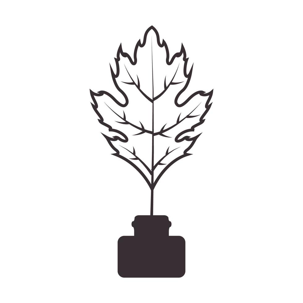 writer pen maple leaf logo symbol vector icon illustration graphic design
