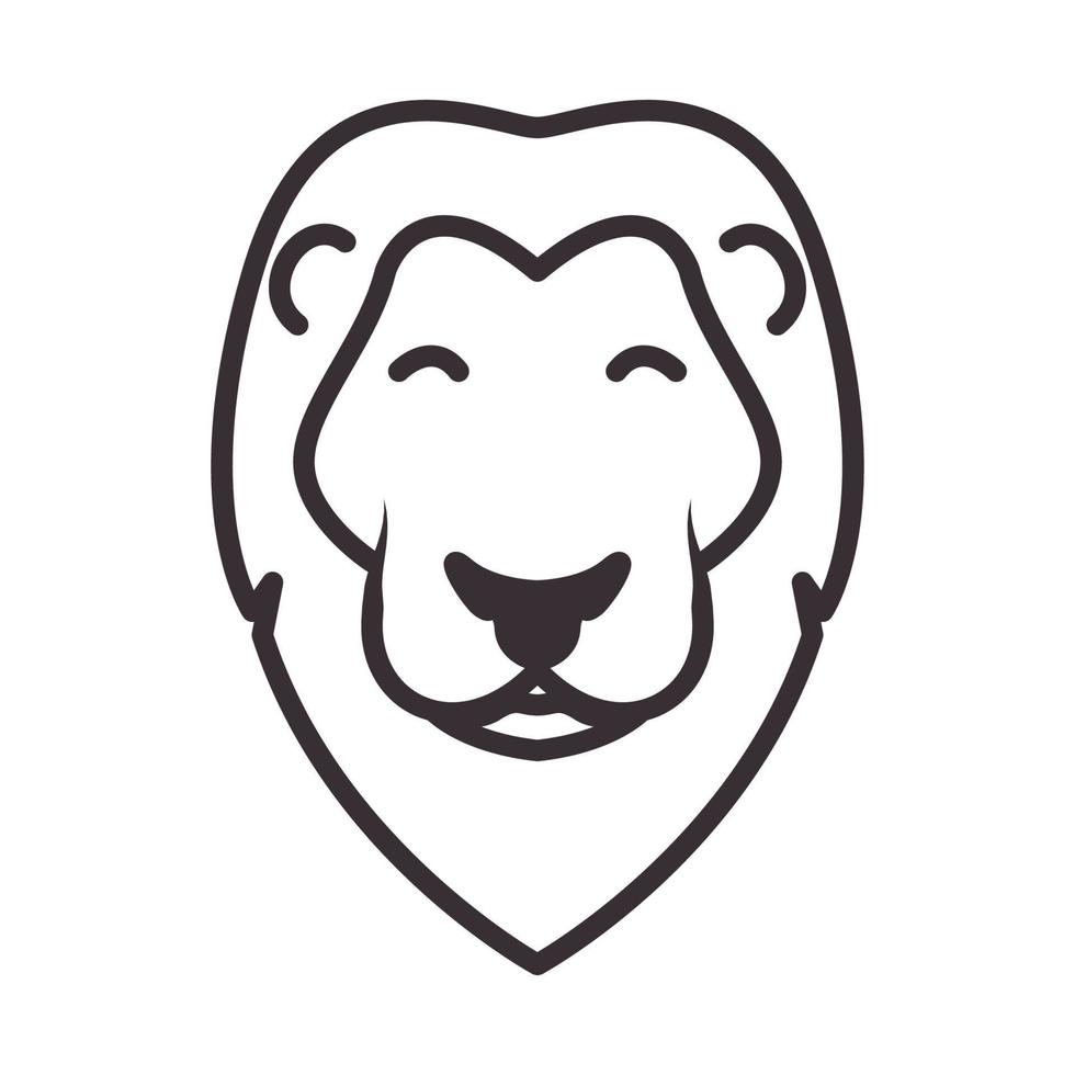 líneas animal dibujos animados cabeza leones sonrisa logotipo símbolo vector icono ilustración diseño