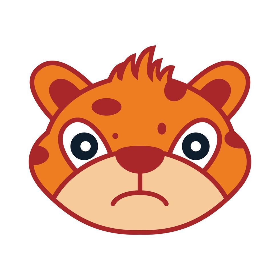 tiger  or cub cute sad cartoon  logo icon vector illustration