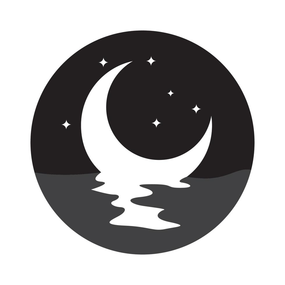 crescent with sea night logo symbol vector icon design illustration graphic