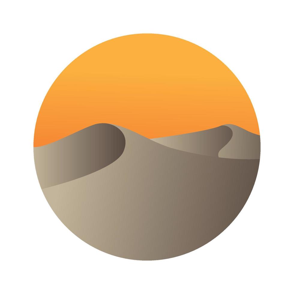 desierto moderno abstracto con ilustración de diseño gráfico vectorial de icono de símbolo de logotipo de puesta de sol vector