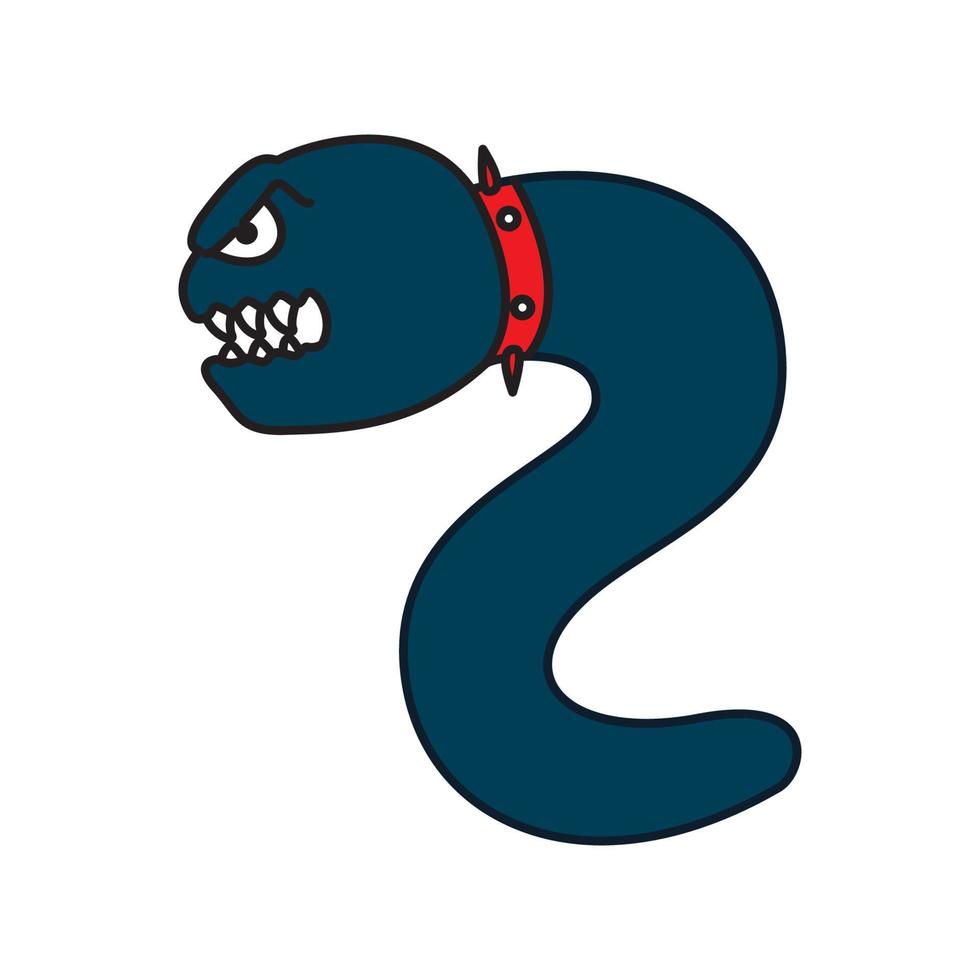 worm angry cute cartoon  logo vector icon illustration design