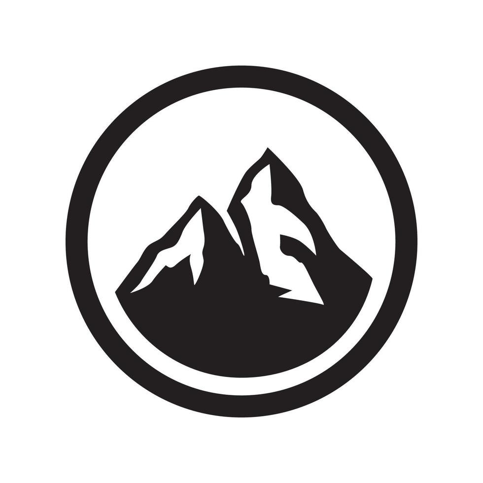 simple shape mountain black white circle logo symbol icon vector ...