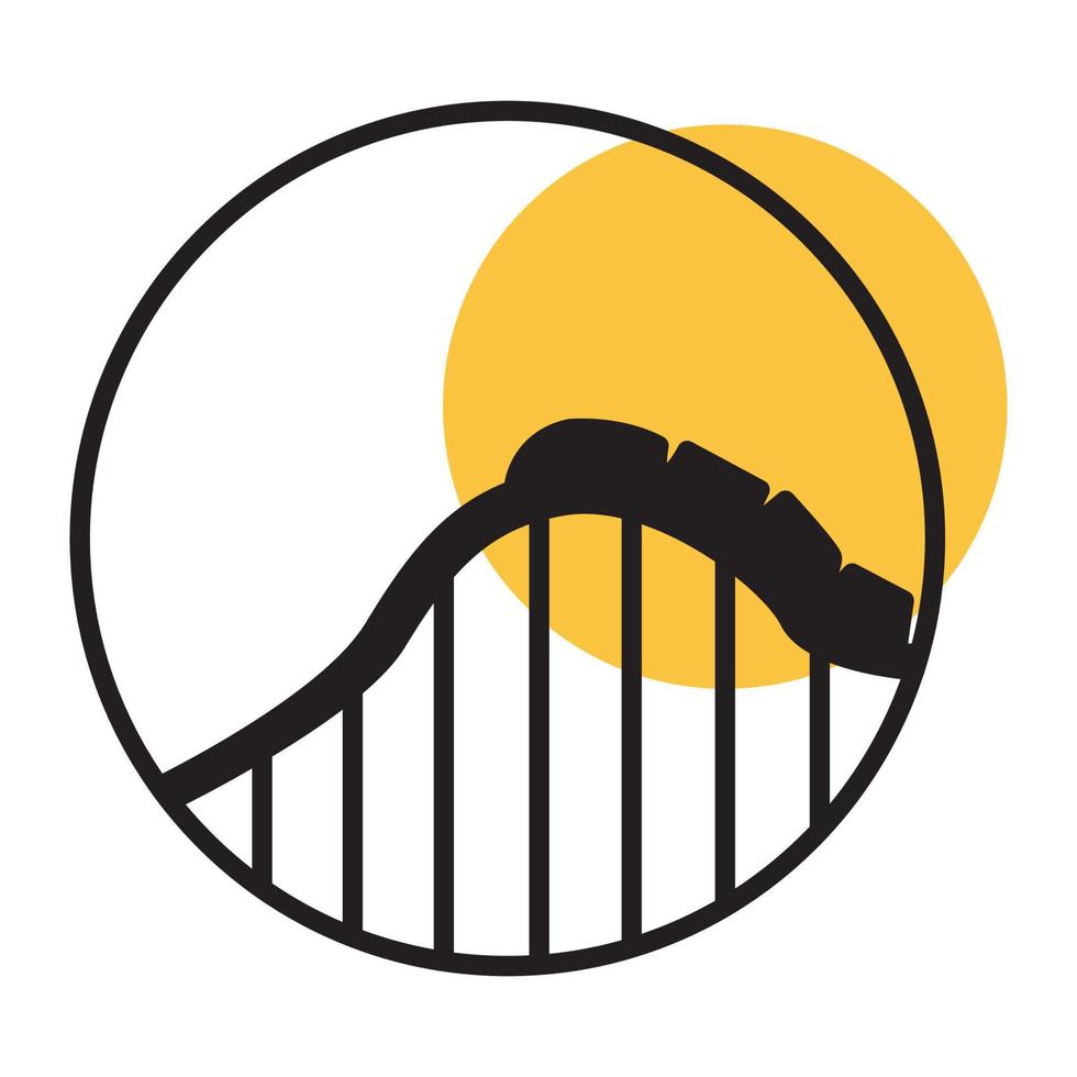 roller coaster lines with sunset vector