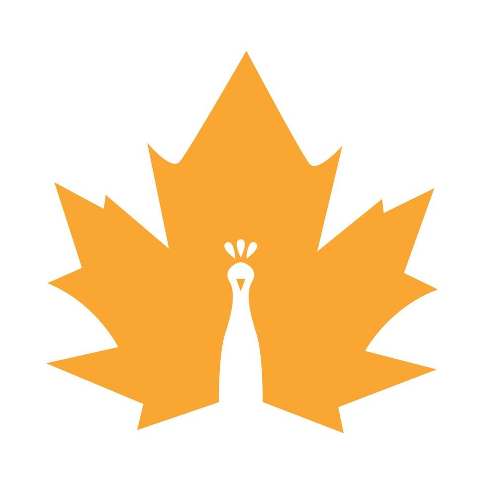 maple leaf with peacock logo symbol vector icon illustration graphic design