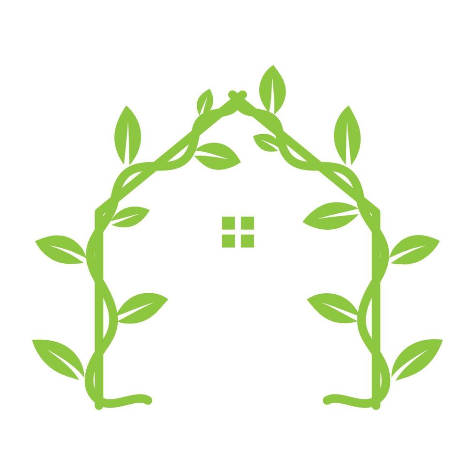 vines plant green with home logo vector symbol icon design illustration
