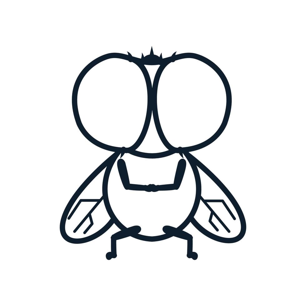 diseño de ilustración de icono de vector de logotipo único de línea de moscas de insectos animales