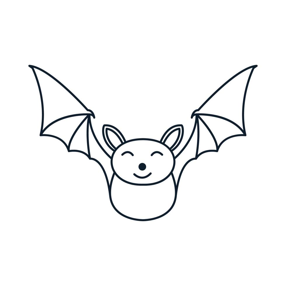 bat  fly cute cartoon line art outline logo vector  illustration design