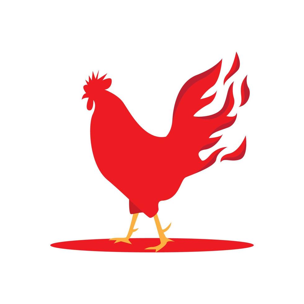 abstract rooster with fire tail logo symbol icon vector graphic design illustration idea creative