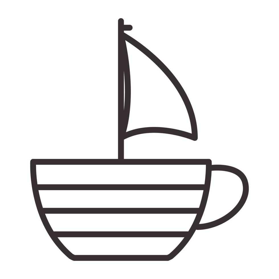 lines hipster coffee cup with boat  logo symbol vector icon illustration graphic design