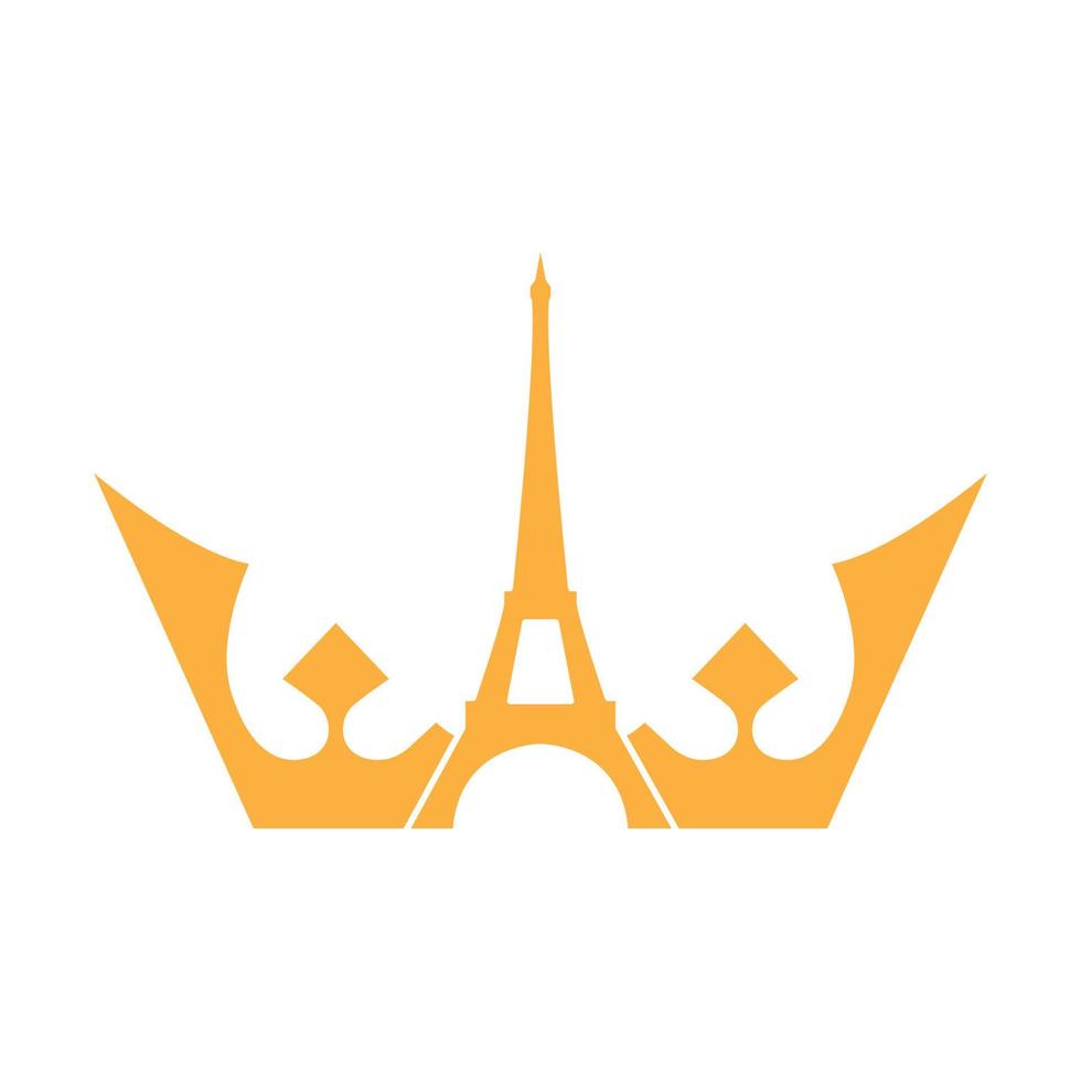 diseño de ilustración de icono de vector de logotipo de corona eiffel