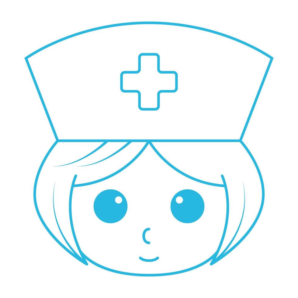 nurse cute lines cartoon logo symbol vector icon illustration graphic design