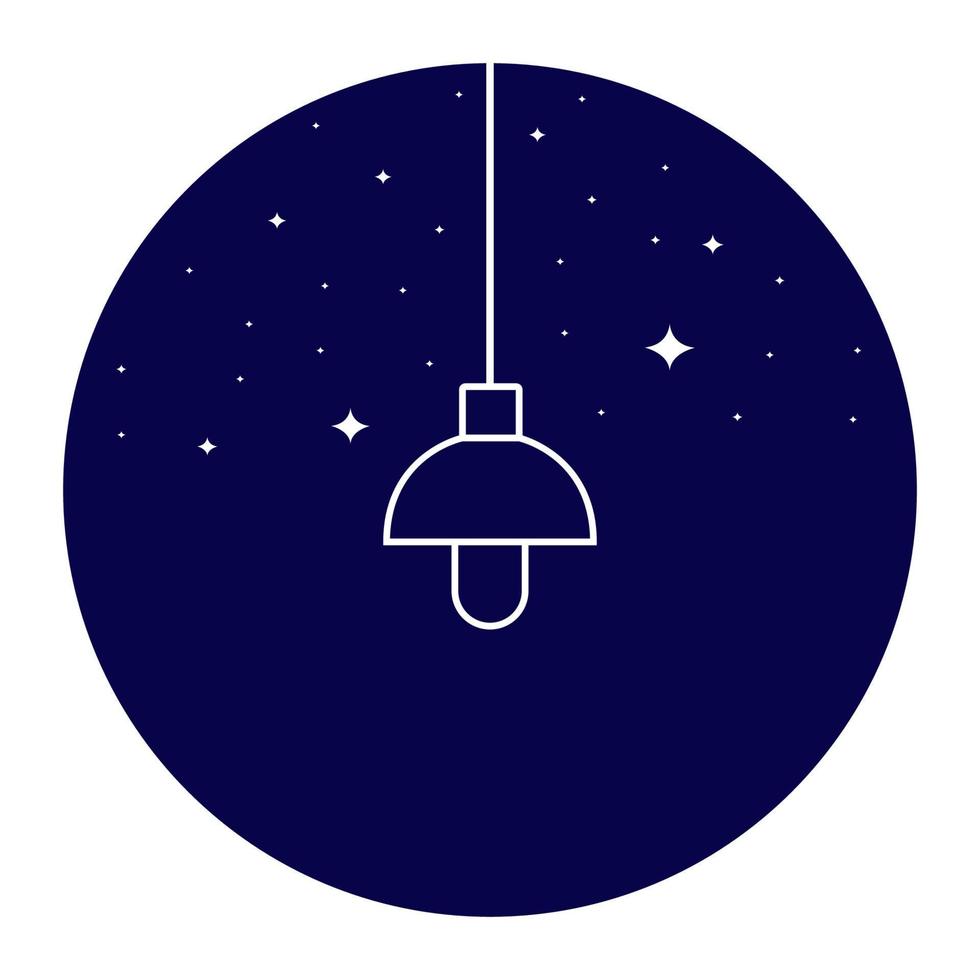lámpara interior abstracta con diseño de ilustración de icono de vector de logotipo de noche