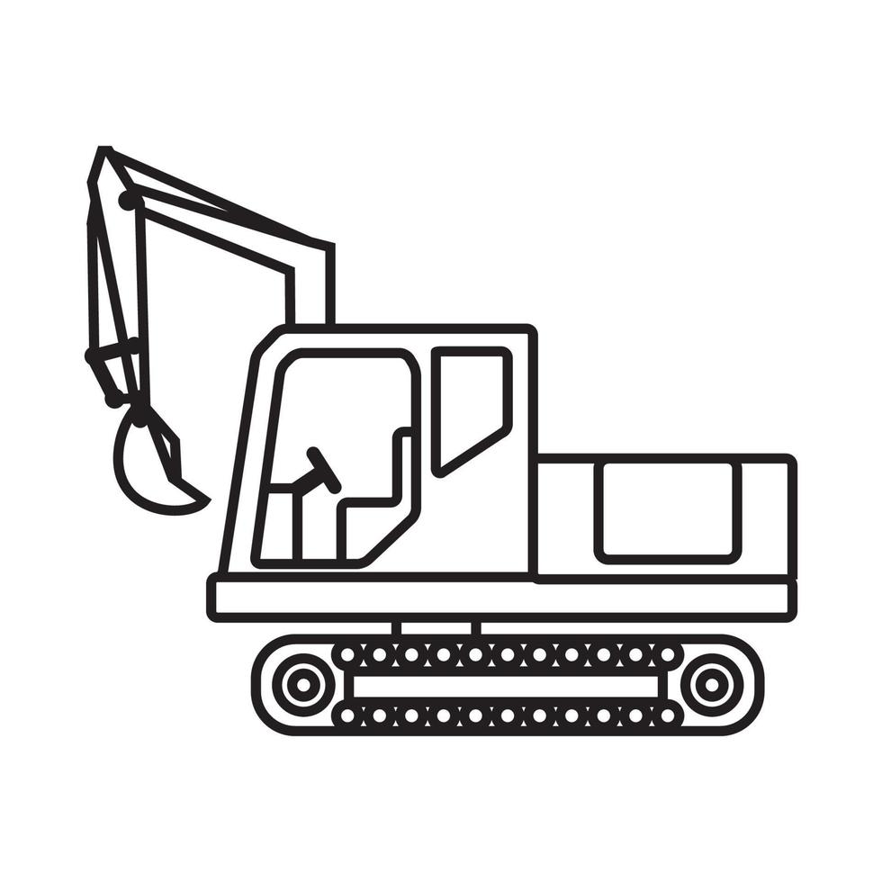 ilustración de diseño de icono de símbolo de vector de logotipo de líneas de excavadora de equipo pesado industrial