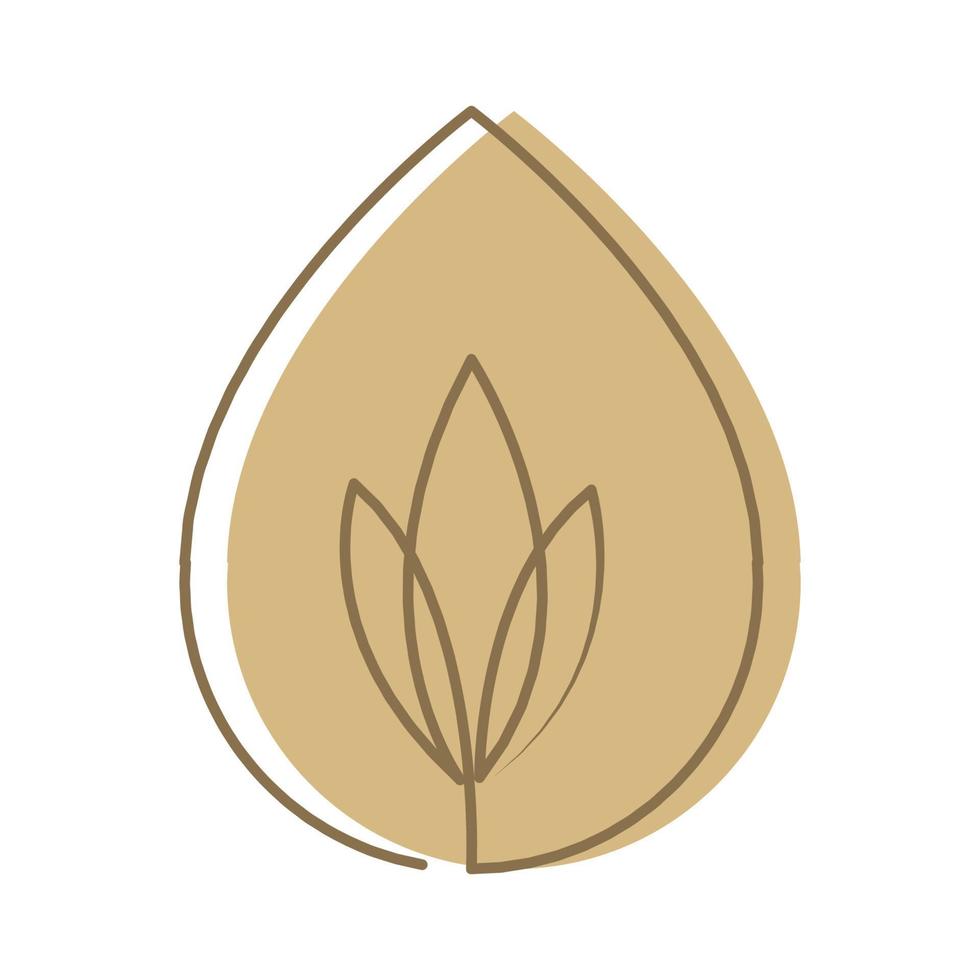 continuous line leaf oil drop water logo symbol icon vector graphic design illustration idea creative